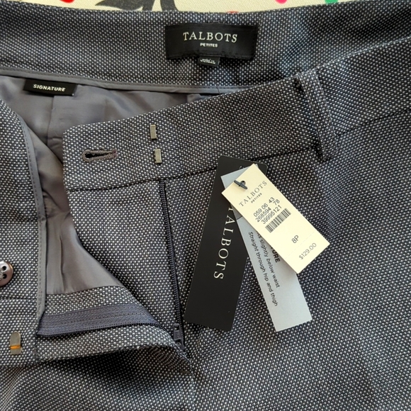Talbots Signature Dress Gray Herringbone Pants, Size 8 Petite -- New With Tags - Picture 2 of 2